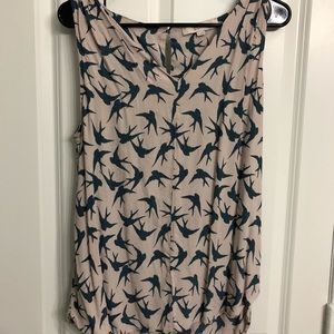 Loft blouse with adorable teal birds